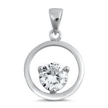 Load image into Gallery viewer, Sterling Silver Rhodium Plated Round Clear CZ Pendant