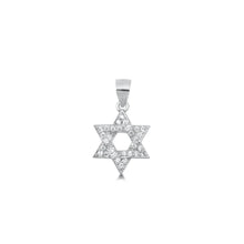 Load image into Gallery viewer, Sterling Silver Rhodium Plated Star Of David Clear CZ Pendant