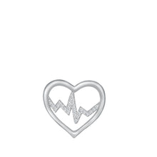 Load image into Gallery viewer, Sterling Silver Rhodium Plated Heart Lifeline Clear CZ Pendant