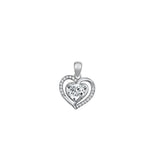 Sterling Silver Rhodium Plated Clear CZ Heart Pendant