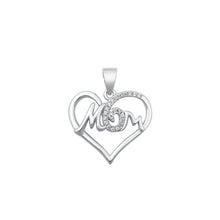 Load image into Gallery viewer, Sterling Silver Rhodium Plated Clear CZ Mom Pendant