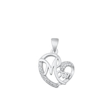 Load image into Gallery viewer, Sterling Silver Rhodium Plated Mom Clear CZ Pendant