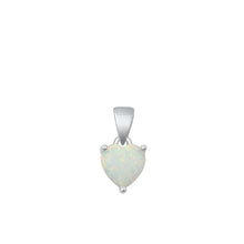 Load image into Gallery viewer, Sterling Silver Rhodium Plated White Lab Opal Heart Pendant