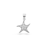 Sterling Silver Rhodium Plated Starfish Clear CZ Pendant