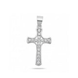 Sterling Silver Rhodium Plated Cross Clear CZ Pendant
