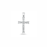 Sterling Silver Oxidized And Polished Cross Clear CZ Pendant