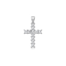 Load image into Gallery viewer, Sterling Silver Rhodium Plated 19mm Cross Clear CZ Pendant