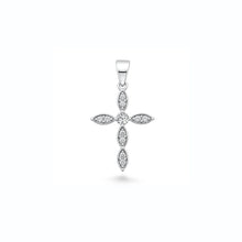 Load image into Gallery viewer, Sterling Silver Rhodium Plated Clear CZ Cross Pendant