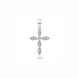 Sterling Silver Rhodium Plated Clear CZ Cross Pendant