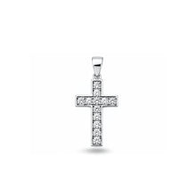 Load image into Gallery viewer, Sterling Silver Rhodium Plated Cross Clear CZ Pendant
