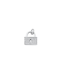 Load image into Gallery viewer, Sterling Silver Rhodium Plated Lock CZ Pendant-2.2mm