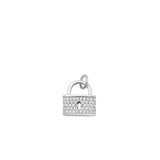 Sterling Silver Rhodium Plated Lock CZ Pendant-2.2mm