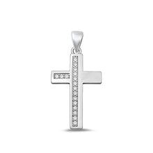 Load image into Gallery viewer, Sterling Silver Rhodium Plated Cross CZ Pendant-16.4mm