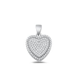 Sterling Silver Rhodium Plated Heart Clear CZ Pendant