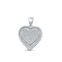 Load image into Gallery viewer, Sterling Silver Rhodium Plated Heart CZ Pendant-20.8mm