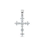 Sterling Silver Rhodium Plated Clear CZ Cross Pendant