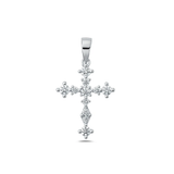 Sterling Silver Rhodium Plated Cross Clear CZ Pendant