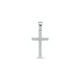 Sterling Silver Rhodium Plated 19.5mm Cross Clear CZ Pendant