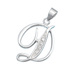 Sterling Silver Clear CZ D Initial Pendant