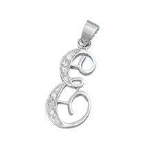 Load image into Gallery viewer, Sterling Silver Clear CZ E Initial Pendant