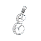 Sterling Silver Clear CZ E Initial Pendant