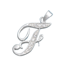 Load image into Gallery viewer, Sterling Silver Clear CZ F Initial Pendant