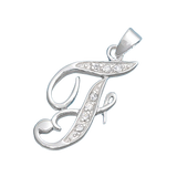 Sterling Silver Clear CZ F Initial Pendant