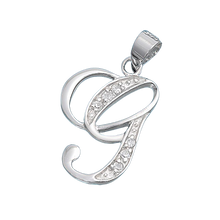 Load image into Gallery viewer, Sterling Silver Clear CZ G Initial Pendant