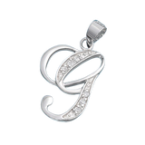 Sterling Silver Clear CZ G Initial Pendant