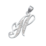 Sterling Silver Clear CZ H Initial Pendant