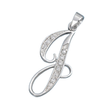 Sterling Silver Clear CZ J Initial Pendant