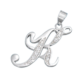 Sterling Silver Clear CZ K Initial Pendant