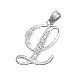 Sterling Silver Clear CZ L Initial Pendant