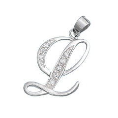 Sterling Silver Clear CZ L Initial Pendant