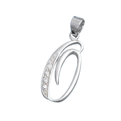 Sterling Silver Clear CZ O Initial Pendant