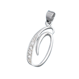 Sterling Silver Clear CZ O Initial Pendant