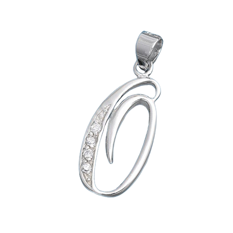 Sterling Silver Clear CZ O Initial Pendant