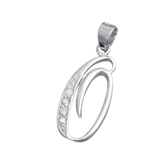 Sterling Silver Clear CZ O Initial Pendant
