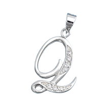 Load image into Gallery viewer, Sterling Silver Clear CZ Q Initial Pendant