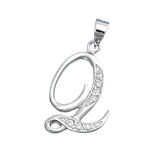 Sterling Silver Clear CZ Q Initial Pendant