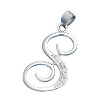 Load image into Gallery viewer, Sterling Silver Clear CZ S Initial Pendant