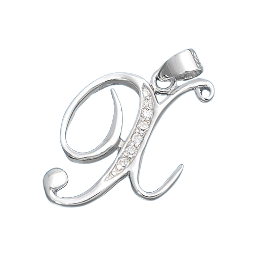 Sterling Silver Clear CZ X Initial Pendant