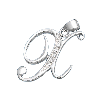 Sterling Silver Clear CZ X Initial Pendant