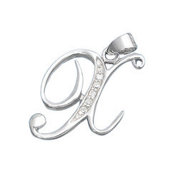Sterling Silver Clear CZ X Initial Pendant