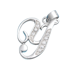 Sterling Silver Clear CZ Y Initial Pendant