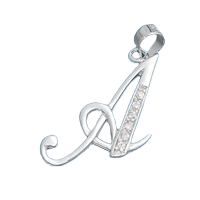 Sterling Silver Clear CZ A Initial Pendant