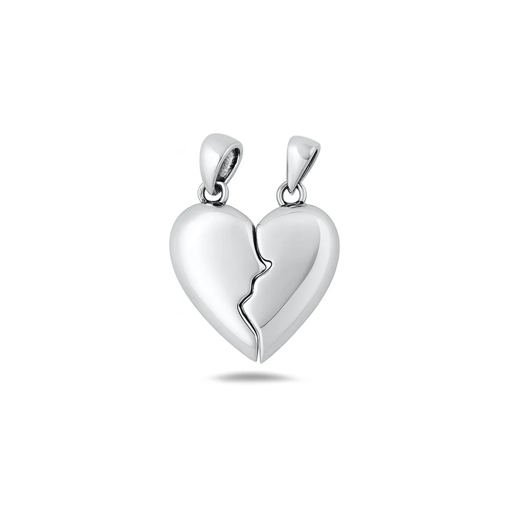 Sterling Silver Oxidized And Polished Magnetic Heart Pendant