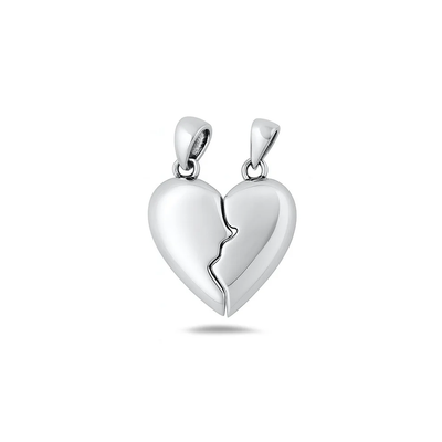 Sterling Silver Oxidized And Polished Magnetic Heart Pendant