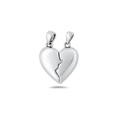 Sterling Silver Oxidized And Polished Magnetic Heart Pendant
