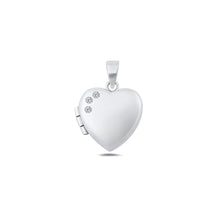 Load image into Gallery viewer, Sterling Silver Polished Clear CZ Heart Locket Pendant